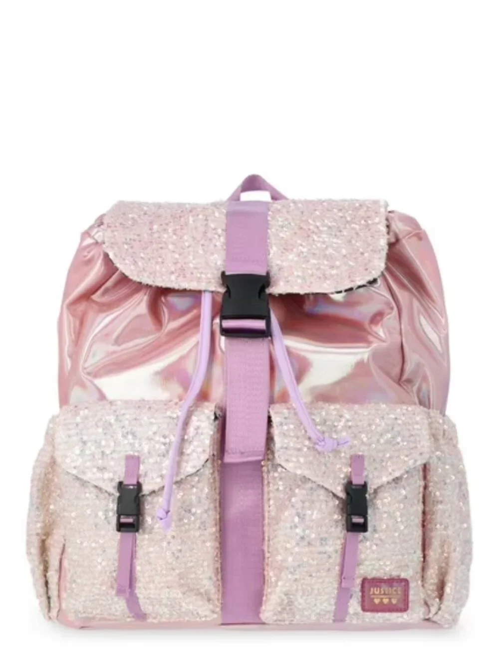 NWT Justice Girls Sequin Rucksack Backpack Iridescent Book Bag